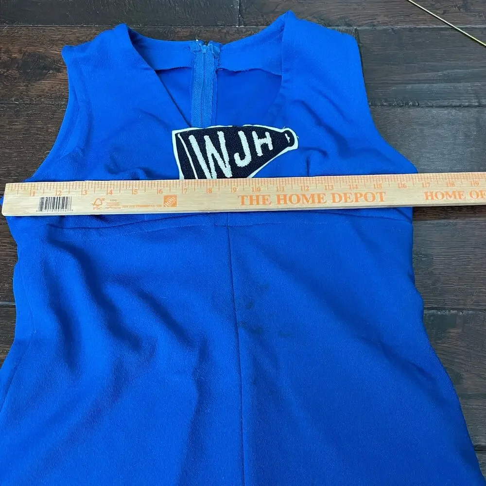 Vintage Cheerleader Uniform Chenille Megaphone Patch Blue Handmade READ DSCRPT